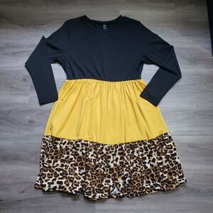 Colorblock Animal Print Dress